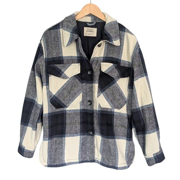Ashley by 26 International Outerwear Blue Plaid Shacket Jacket size Small - Picture 1 of 6